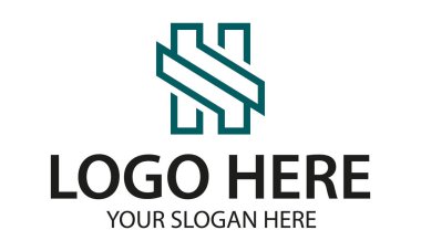 Yeşil Renkli Soyut Çizgi Sanat Baş harfleri H Logo Tasarımı