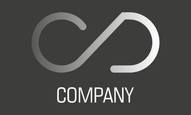 Siyah ve Beyaz Renkli Soyut Çizgi Sanat Baş harfleri C ve D Sonsuzluk Logosu Tasarımı