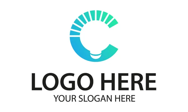 Barevné Modré Creative Letter Lampa Logo Design — Stockový vektor