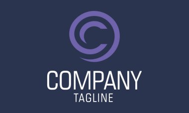 Mor Renk Çizgisi Sanat Soyut Başlangıç C Harfi Logo Tasarımı