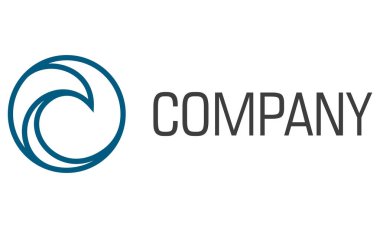 Mavi Renk Soyut Basit Dalga Çizgisi Sanat Logosu Tasarımı