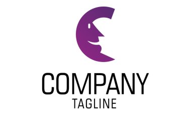 Mor Renk Soyut Hilal Ay Yüzü İlk Harf C Logo Tasarımı