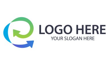 Mavi ve Yeşil Renkli Soyut Ok Yön Logosu Tasarımı