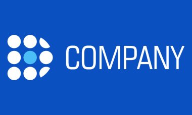 Mavi ve Beyaz Renkli Basit Nokta Paraf D Harfi Logo Tasarımı