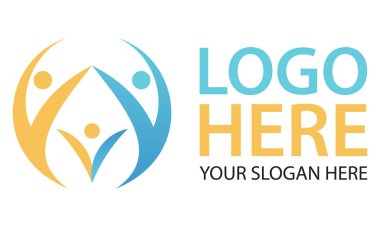 Mavi ve Turuncu Soyut İnsanların Logosunu Birleştir