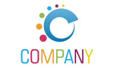 Mavi Renkli ve Renkli Nokta Soyut Çember Logo Tasarımı