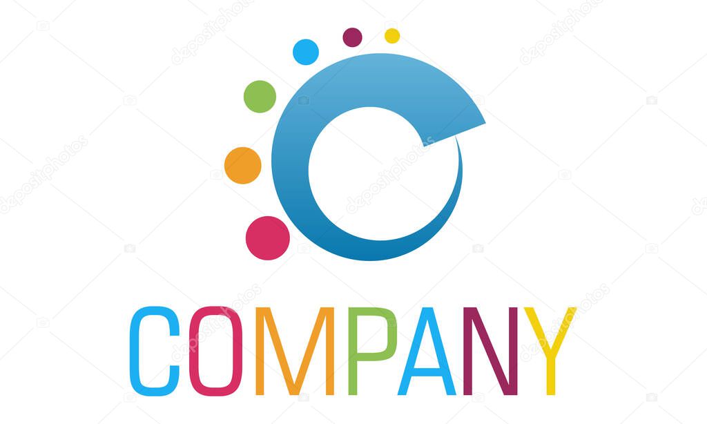 Blue Color and Colorful Dot Abstract Circle Logo Design