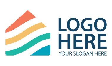 Renkli Yaratıcı Soyut Basit Şekil Ev Logosu Tasarımı