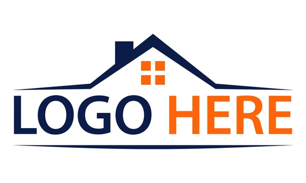 Blaue Und Orangefarbene Farbe Einfache Home Logo Design — Stockvektor