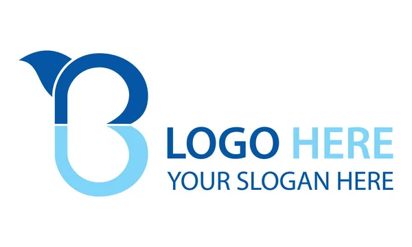 Blauw Kleur Eenvoudige Vogel Eerste Letter Logo Design — Stockvector