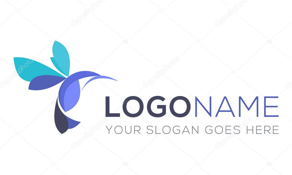 Colorful Simple Abstract Bird Hummingbird Logo Design