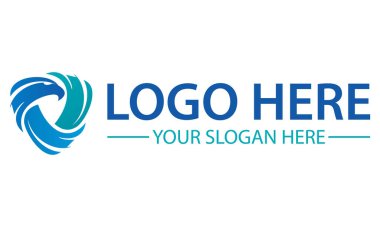 Mavi Renk Basit Şekil Üçgen Kuş Başı Logo Tasarımı