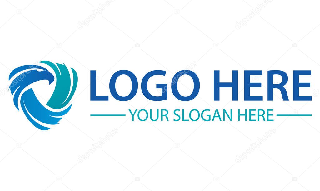 Blue Color Simple Shape Triangle Bird Head Logo Design