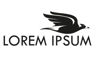 Siyah ve Beyaz Renk Şekli Hızlı Kuş Logosu Tasarımı