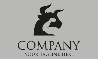 Negatif Uzay Kol Jimnastik Logosu Tasarımlı Siyah Renkli Tehlike Boğası