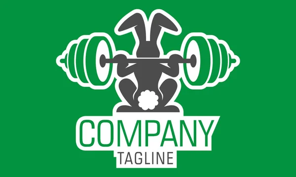 Green Black Color Cartoon Bunny Gym Logo Design — Stock Vector