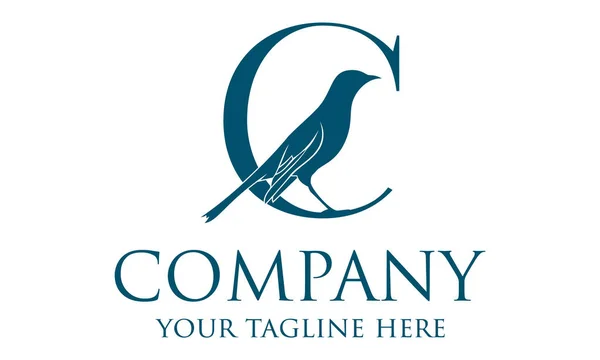 Mavi Renkli Yaratıcı Kuş Harf Logo Tasarımı — Stok Vektör