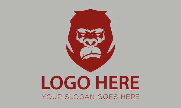Cor Vermelha Perigo Grande Macaco Cabeça Logotipo Design — Vetor de Stock