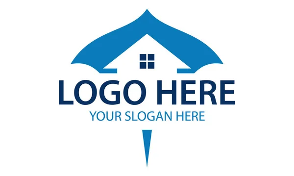 Cor Azul Stingray Fish Home Logo Design —  Vetores de Stock