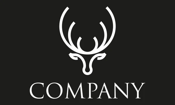 Schwarz Weiße Farbe Vintage Line Art Deer Logo Design — Stockvektor