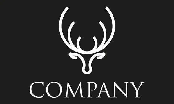 Logo Bianco Nero Vintage Line Design Art Deer — Vettoriale Stock