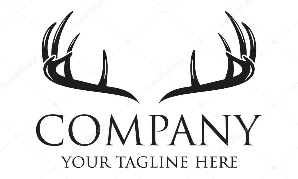 Black and White Color Vintage Deer Horn Logo Design