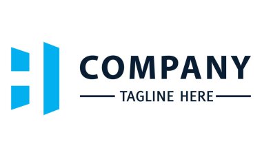 Mavi Renk Basit Negatif Boşluk Başlangıç H Harfi Logo Tasarımı