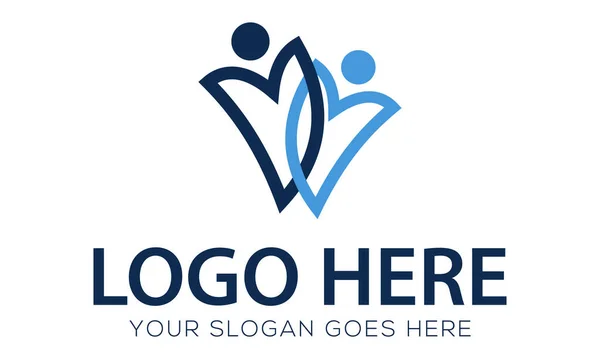 Blue Color Line Art Absztrakt Emberek Aktív Együtt Logo Design — Stock Vector