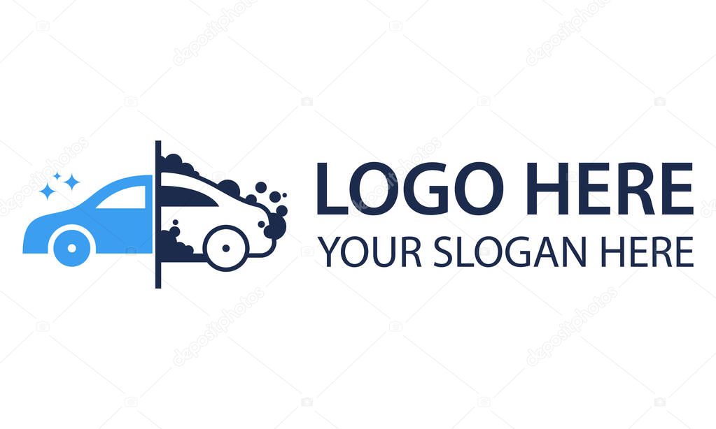 Blue Color Automotive Car Wash Logo Design