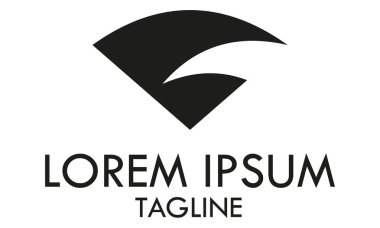 Siyah Renk Negatif Uzay Balığı Fin Logo Tasarımı