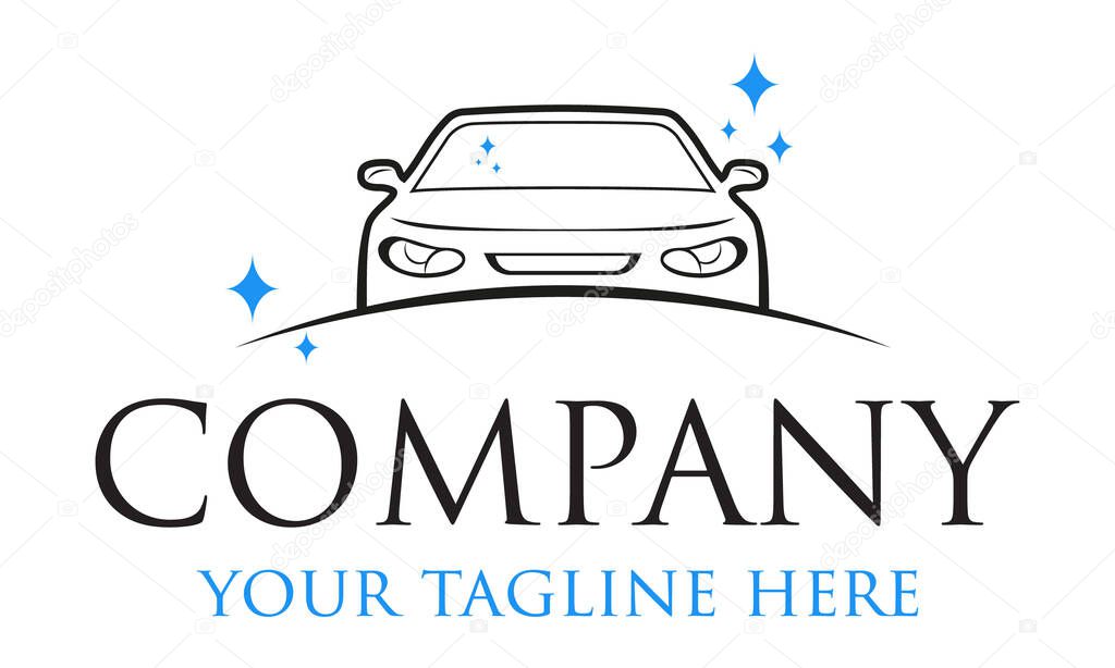 Black and Blue Color Shiny Automotive Car Wash Logo Design