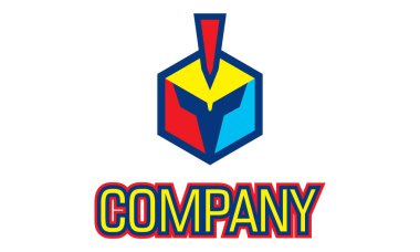 Kırmızı ve Sarı Renkli Soyut Kutu Altıgen Yunan Logosu Tasarımı