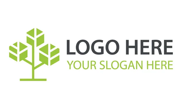 Groene Kleur Abstract Tech Tree Box Logo Design — Stockvector