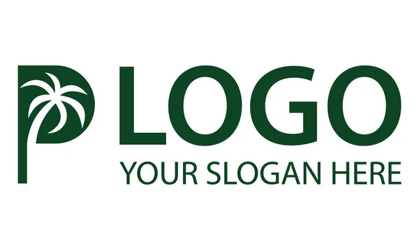 Zelená Barva Abstraktní Počáteční Písmeno Palm List Eco Příroda Logo — Stockový vektor