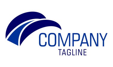 Mavi Renk Basit Soyut Köprü Logosu Tasarımı
