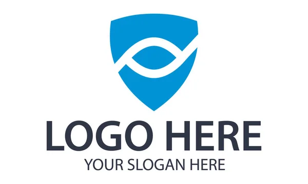 Blaue Farbe Einfache Form Shield Logo Design — Stockvektor