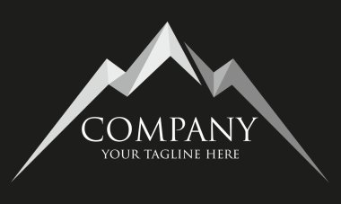 Siyah ve Beyaz Renkli Basit Rozet Dağ Doğa Logosu Tasarımı