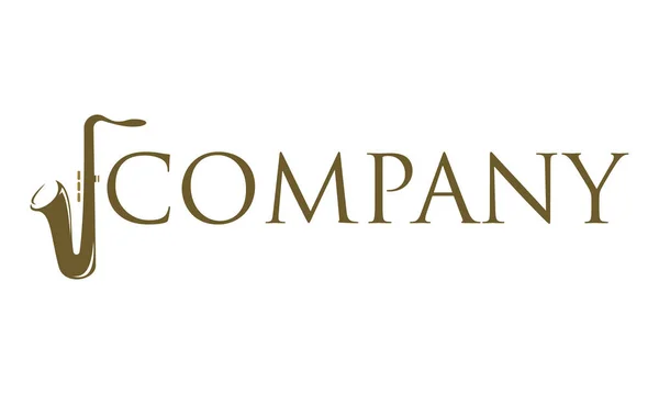Braune Farbe Einfaches Saxophon Initial Letter Logo Design — Stockvektor