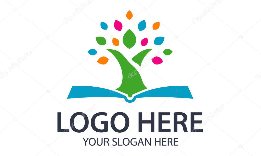 Colorful Abstract Tree Open Book Logo Design