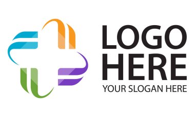 Renkli Şekil Negatif Uzay Haçı Tıbbi Logo Tasarımı