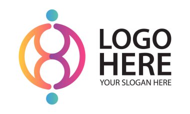 Renkli Çizgi Sanat Çemberi DNA İlk Harf 8 Logo Tasarımı