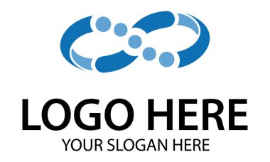 Mavi Renk Soyut Sonsuzluk Döngü Çizgisi Tekniği Logo Tasarımı