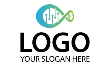 Yeşil ve Mavi Renkli Çember Döngü Sonsuz DNA Logosu Tasarımı