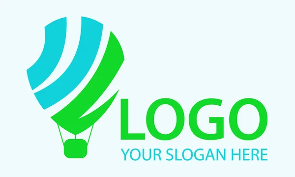 Groene Kleur Lucht Ballon Vervoer Logo Ontwerp — Stockvector