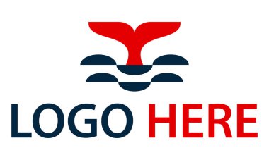 Kırmızı Renkli Balık Kuyruğu Balina Avı Logosu Tasarımı
