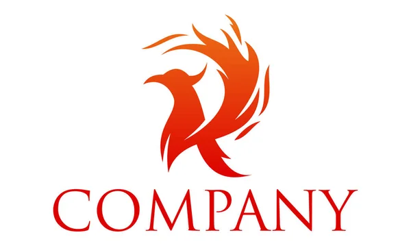 Rode Kleur Initiële Letter Flame Phoenix Logo Design — Stockvector