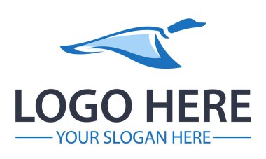 Mavi Renkli Uçan Ördek Leylek Kuş Çizgi Film Tasarımı