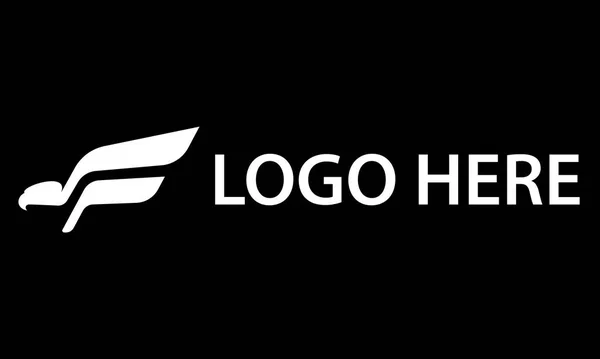 Preto Branco Cor Falcão Águia Pássaro Letra Inicial Logo Design — Vetor de Stock