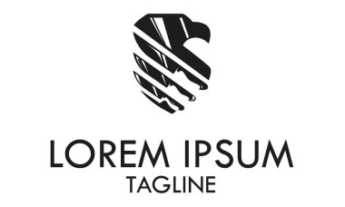 Siyah ve Beyaz Renkli Şahin Kartal Kuş Bıçak Logosu Tasarımı