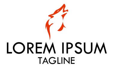 Turuncu Renkli Soyut Uluyan Kurt Logosu Tasarımı